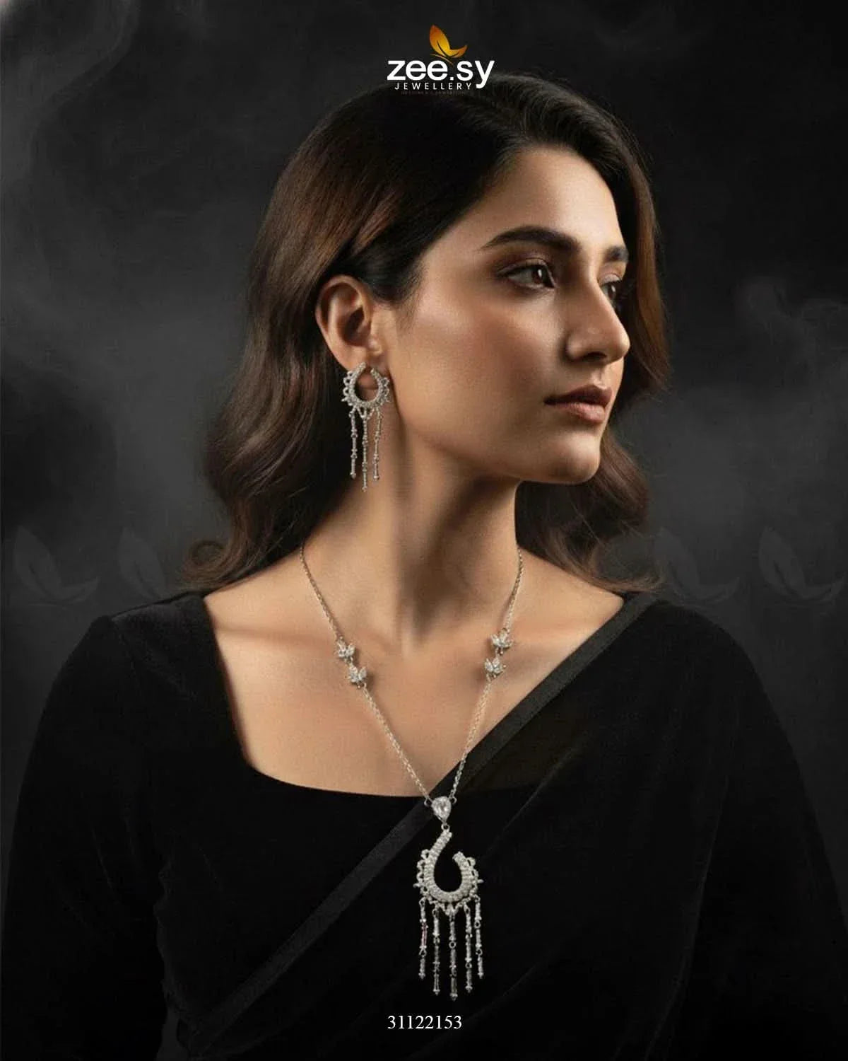 Crescent Tassel Drop Necklace Set Necklace Sets - Zeesy Jewellery Pakistan | Premium Artificial & Imitation Jewellery