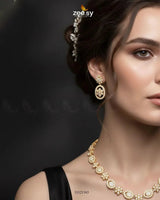 Dainty Oval Floral Necklace Set Necklace Sets - Zeesy Jewellery Pakistan | Premium Artificial & Imitation Jewellery