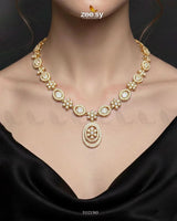 Dainty Oval Floral Necklace Set Necklace Sets - Zeesy Jewellery Pakistan | Premium Artificial & Imitation Jewellery