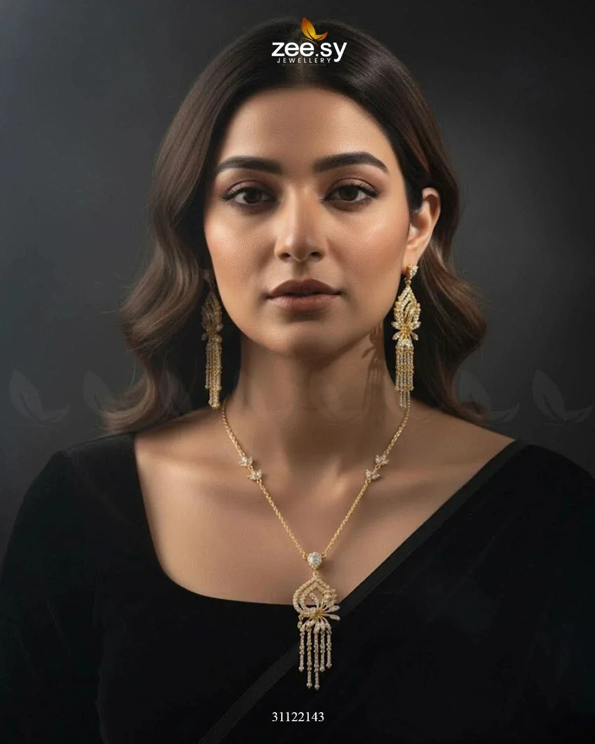 Diamond Lantern Drop Necklace Set Necklace Sets - Zeesy Jewellery Pakistan | Premium Artificial & Imitation Jewellery