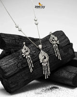 Diamond Lantern Drop Necklace Set Silver Necklace Sets - Zeesy Jewellery Pakistan | Premium Artificial & Imitation Jewellery