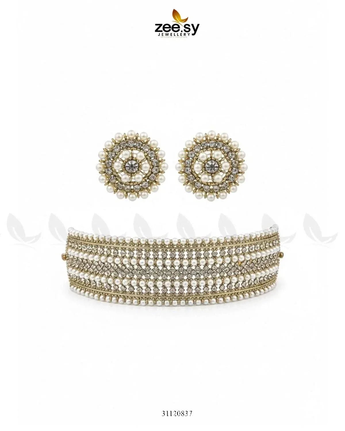 Elegant Beaded Pearl Choker Set - Zeesy.pk
