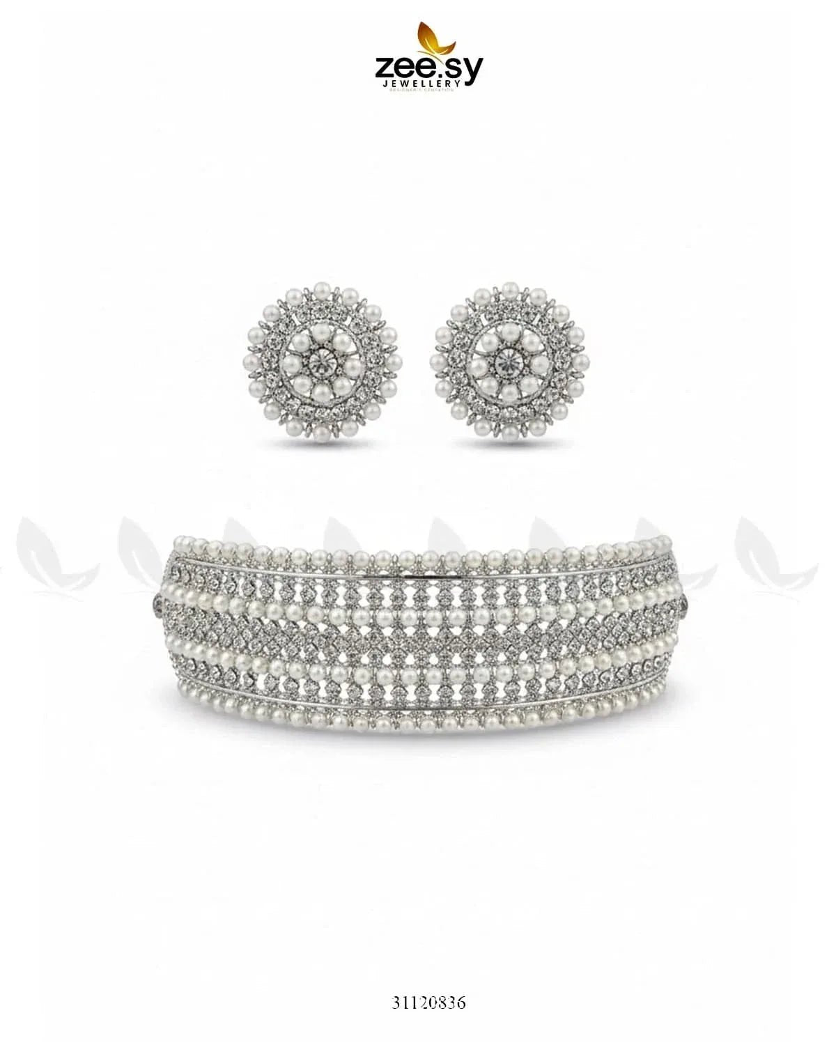 Elegant Beaded Pearl Choker Set - Zeesy.pk