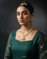 Meenakari Floral Pearl Necklace Set Golden Champagne Necklace Sets - Zeesy Jewellery Pakistan | Premium Artificial & Imitation Jewellery