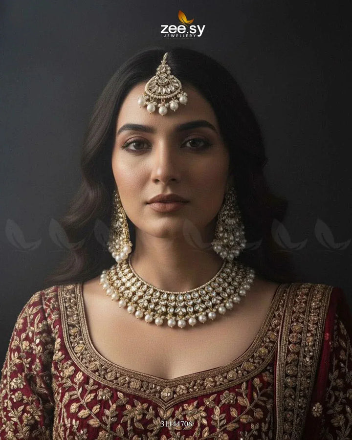 Eminet Braod Gilded Necklace Set Necklace Sets - Zeesy Jewellery Pakistan | Premium Artificial & Imitation Jewellery
