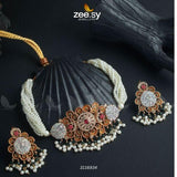 Maya Ali Necklace Sets Golden Red Necklace Sets - Zeesy Jewellery Pakistan | Premium Artificial & Imitation Jewellery