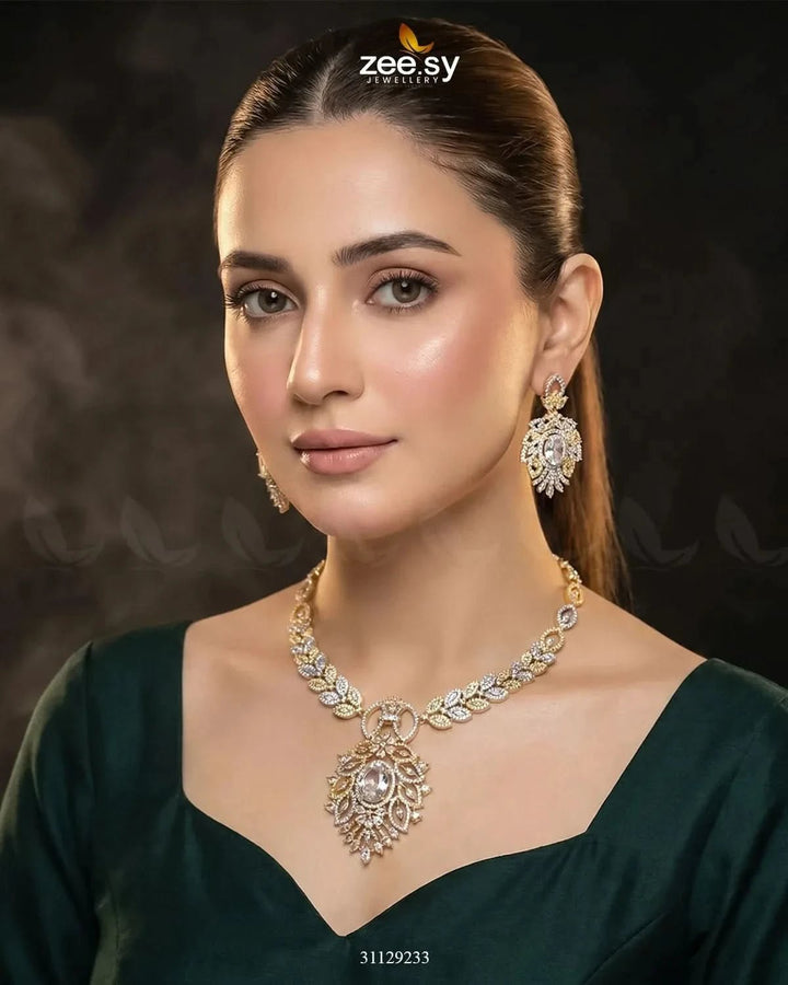 Midnight Forest Toned Necklace Set Necklace Sets - Zeesy Jewellery Pakistan | Premium Artificial & Imitation Jewellery