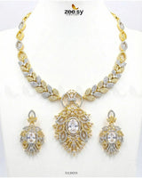Midnight Forest Toned Necklace Set Golden White Necklace Sets - Zeesy Jewellery Pakistan | Premium Artificial & Imitation Jewellery