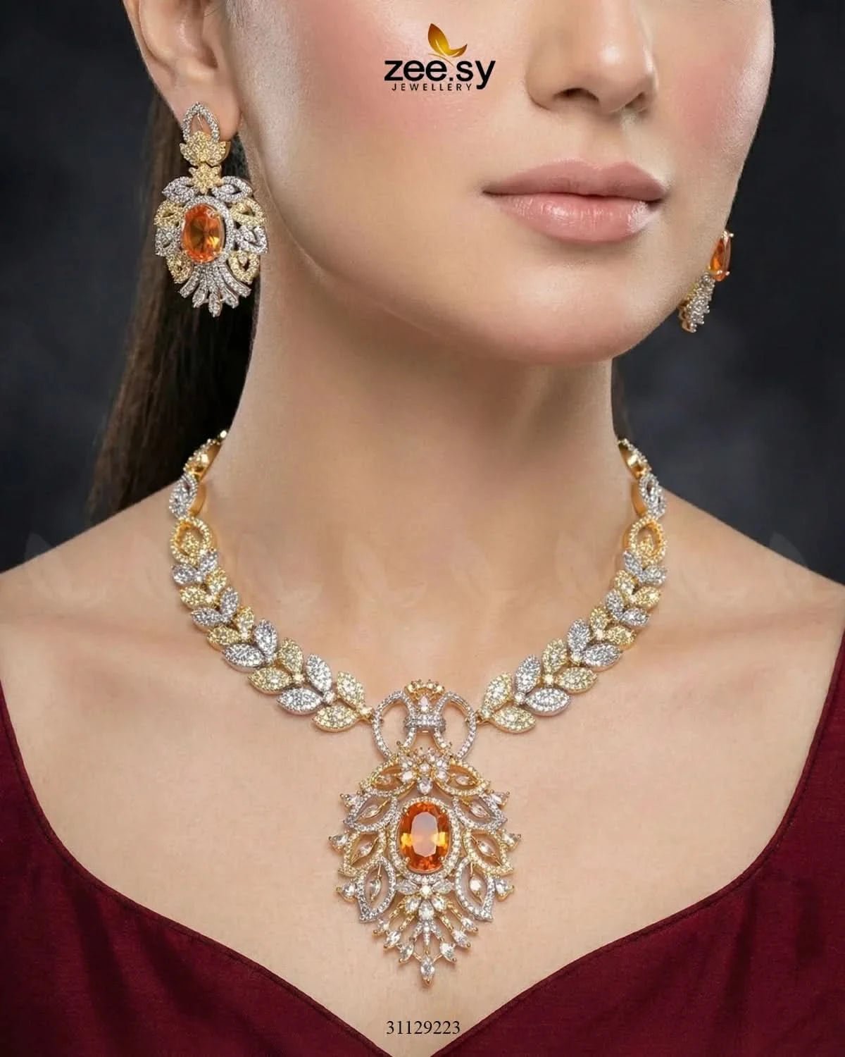 Midnight Forest Toned Necklace Set Necklace Sets - Zeesy Jewellery Pakistan | Premium Artificial & Imitation Jewellery