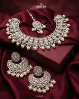 Pretty Bold Pearl Necklace Set Silver White Necklace Sets - Zeesy Jewellery Pakistan | Premium Artificial & Imitation Jewellery