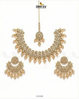 Pretty Bold Pearl Necklace Set Golden Champagne Necklace Sets - Zeesy Jewellery Pakistan | Premium Artificial & Imitation Jewellery