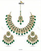 Pretty Bold Pearl Necklace Set Golden Green Necklace Sets - Zeesy Jewellery Pakistan | Premium Artificial & Imitation Jewellery