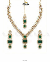 Square Leaf Vine Necklace Set Golden Green Necklace Sets - Zeesy Jewellery Pakistan | Premium Artificial & Imitation Jewellery
