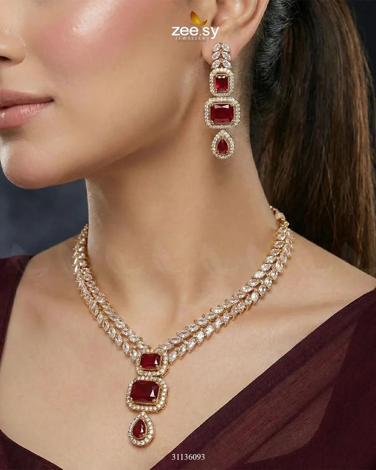 Square Leaf Vine Necklace Set Necklace Sets - Zeesy Jewellery Pakistan | Premium Artificial & Imitation Jewellery