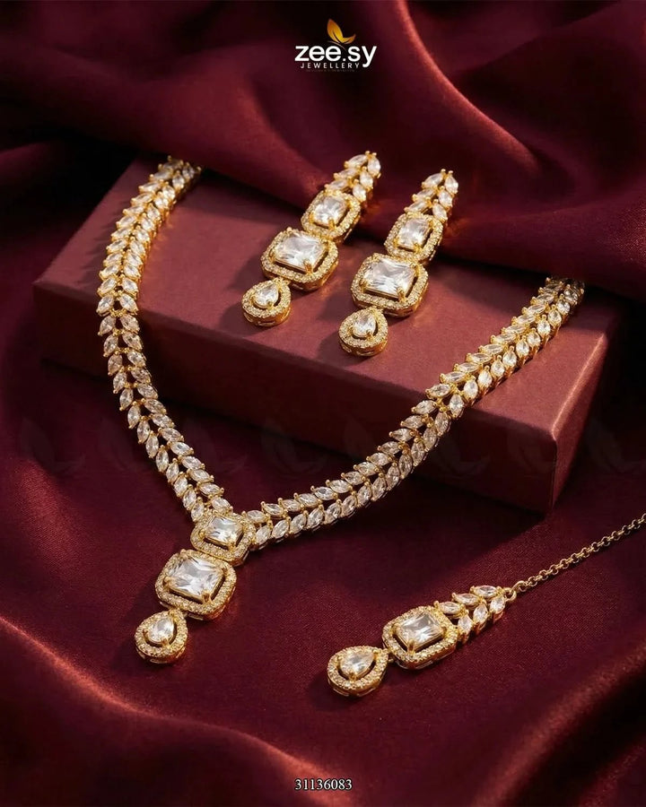 Square Leaf Vine Necklace Set Necklace Sets - Zeesy Jewellery Pakistan | Premium Artificial & Imitation Jewellery