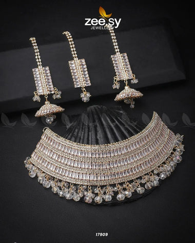 Sumayah's Choker Necklace Golden Mint Pink Necklace Sets - Zeesy Jewellery Pakistan | Premium Artificial & Imitation Jewellery
