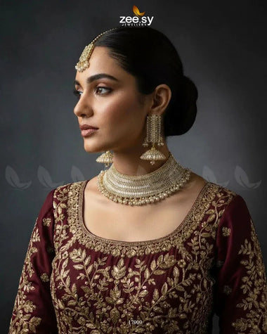 Sumayah's Choker Necklace Golden White Necklace Sets - Zeesy Jewellery Pakistan | Premium Artificial & Imitation Jewellery