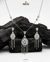 Heirloom Shared Bloom Necklace Set Silver Necklace Sets - Zeesy Jewellery Pakistan | Premium Artificial & Imitation Jewellery