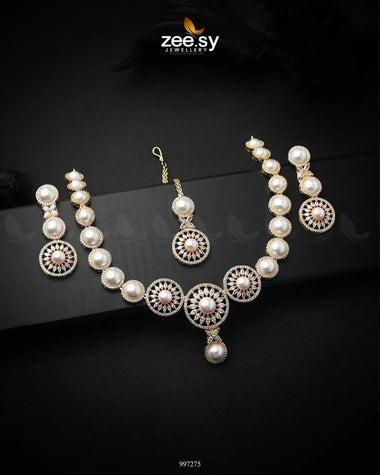 Jonquil Necklace Set Golden Necklace Sets - Zeesy Jewellery Pakistan | Premium Artificial & Imitation Jewellery