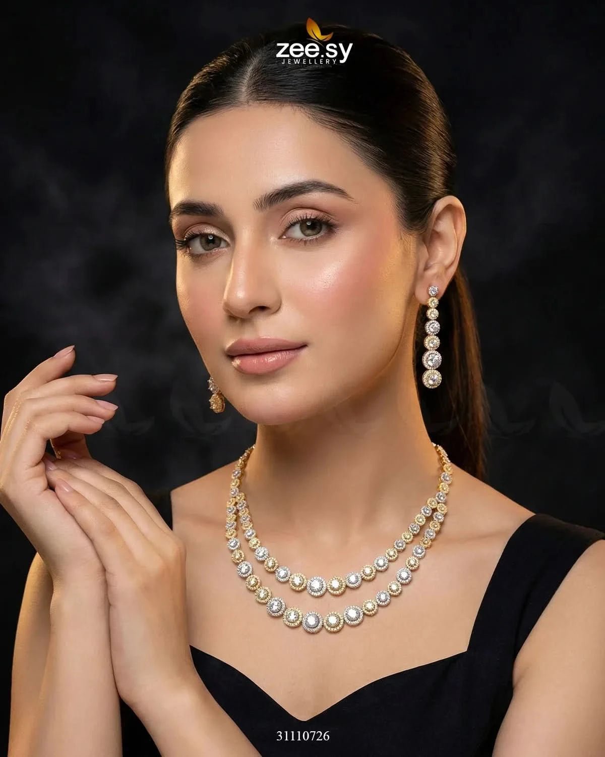 Majestic Double Tier Necklace Set Necklace Sets - Zeesy Jewellery Pakistan | Premium Artificial & Imitation Jewellery
