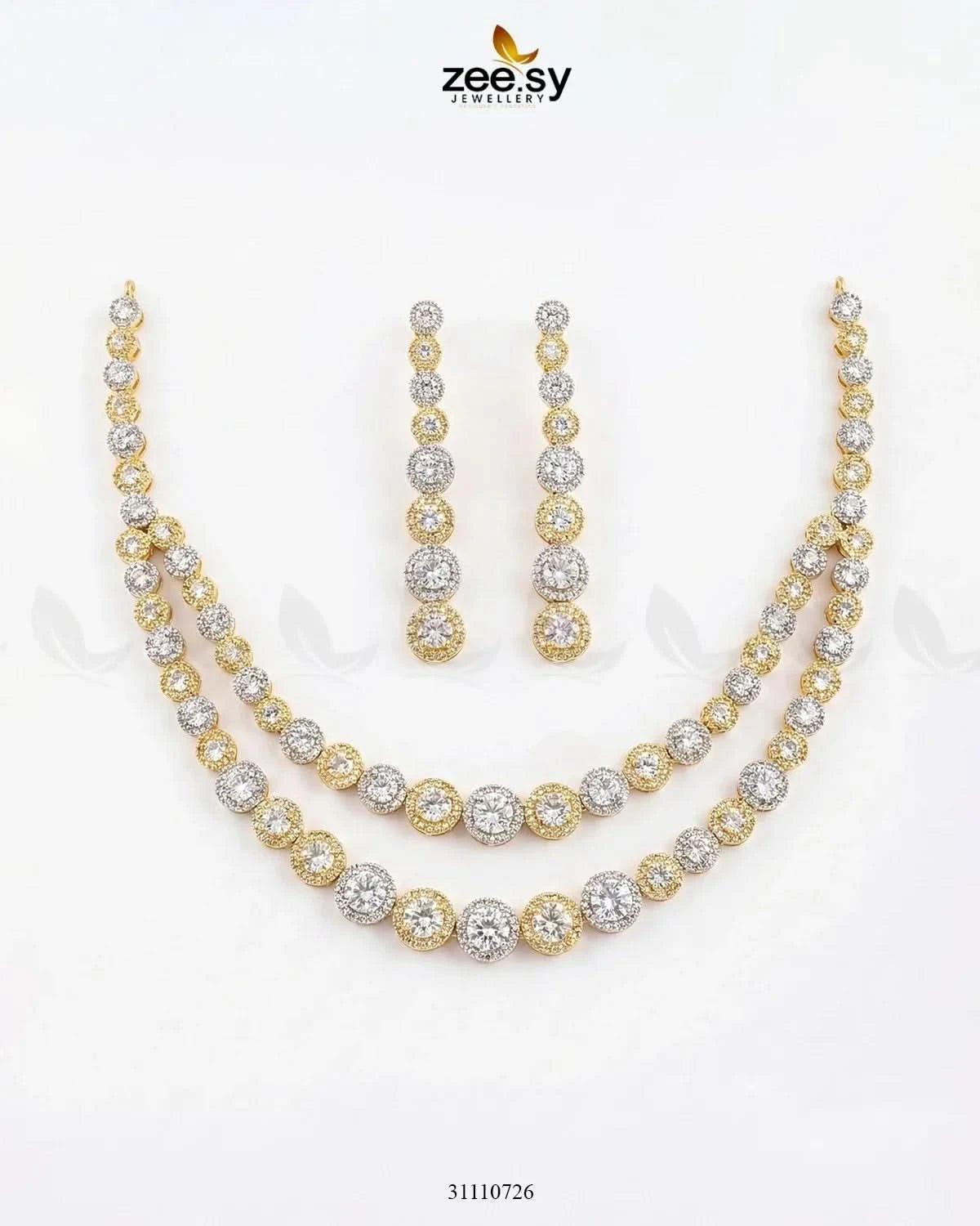Majestic Double Tier Necklace Set Necklace Sets - Zeesy Jewellery Pakistan | Premium Artificial & Imitation Jewellery