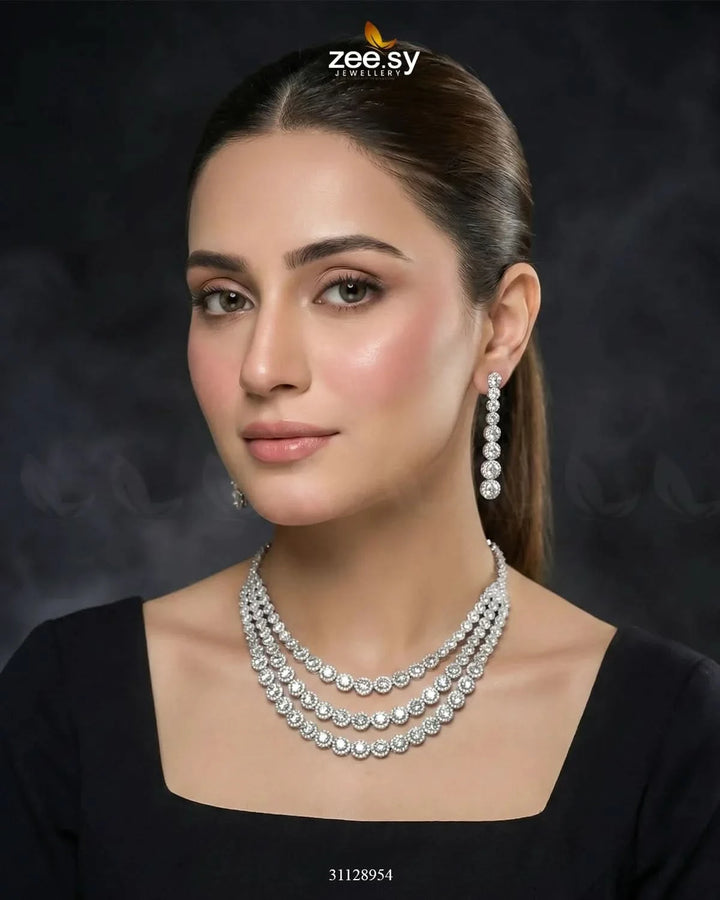 Majestic Triple Tier Necklace Set Necklace Sets - Zeesy Jewellery Pakistan | Premium Artificial & Imitation Jewellery