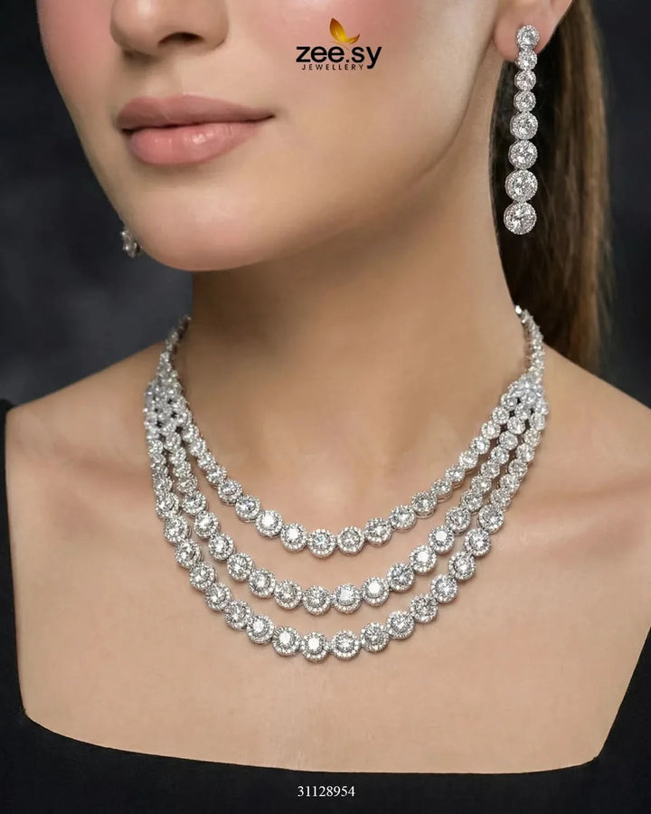 Majestic Triple Tier Necklace Set Necklace Sets - Zeesy Jewellery Pakistan | Premium Artificial & Imitation Jewellery