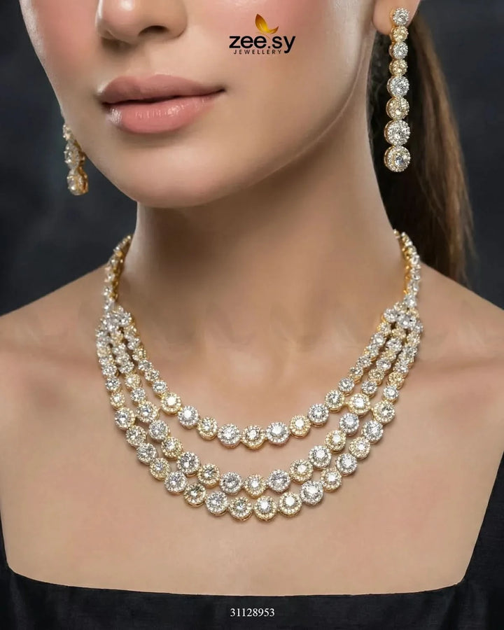Majestic Triple Tier Necklace Set Necklace Sets - Zeesy Jewellery Pakistan | Premium Artificial & Imitation Jewellery