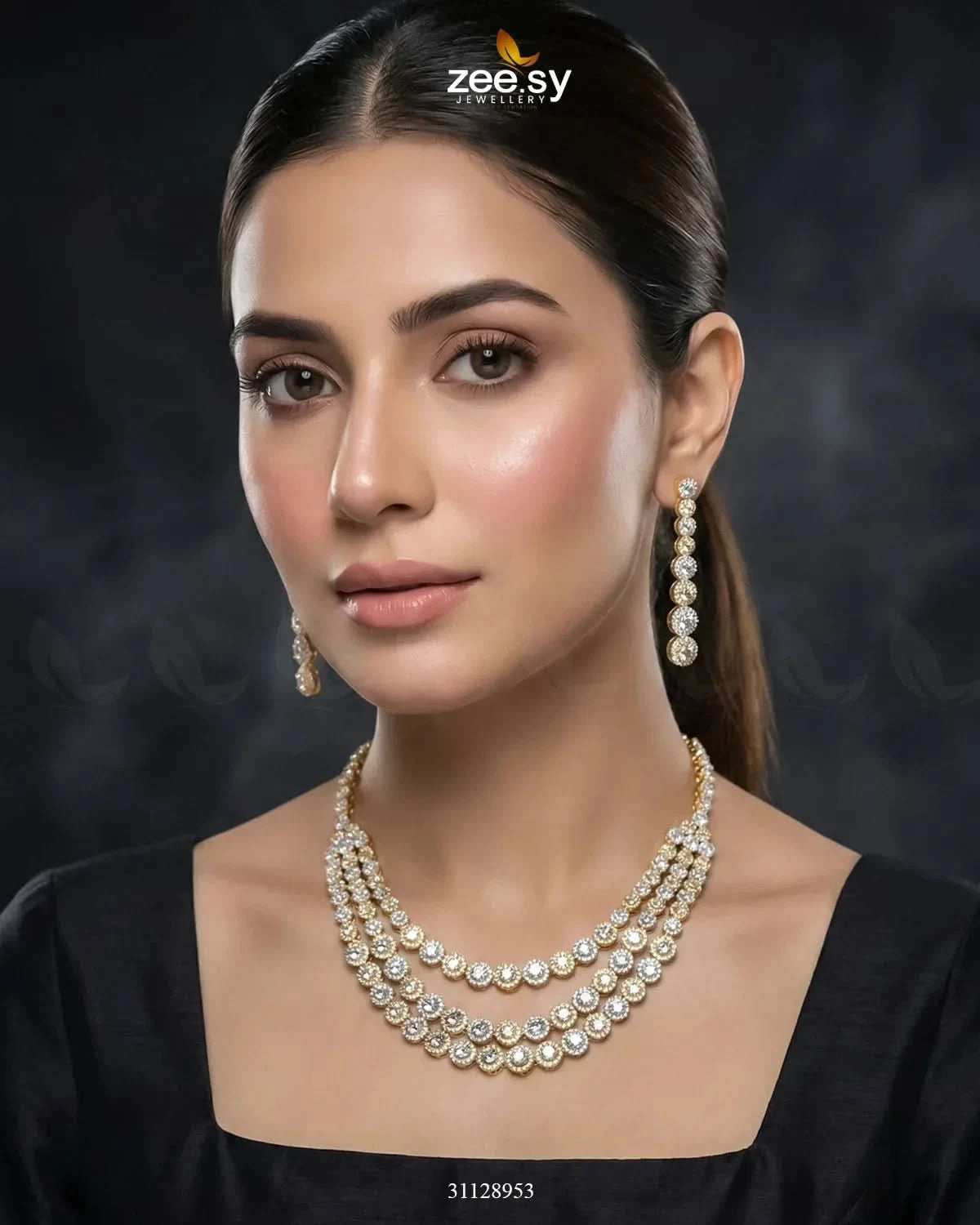 Majestic Triple Tier Necklace Set Necklace Sets - Zeesy Jewellery Pakistan | Premium Artificial & Imitation Jewellery