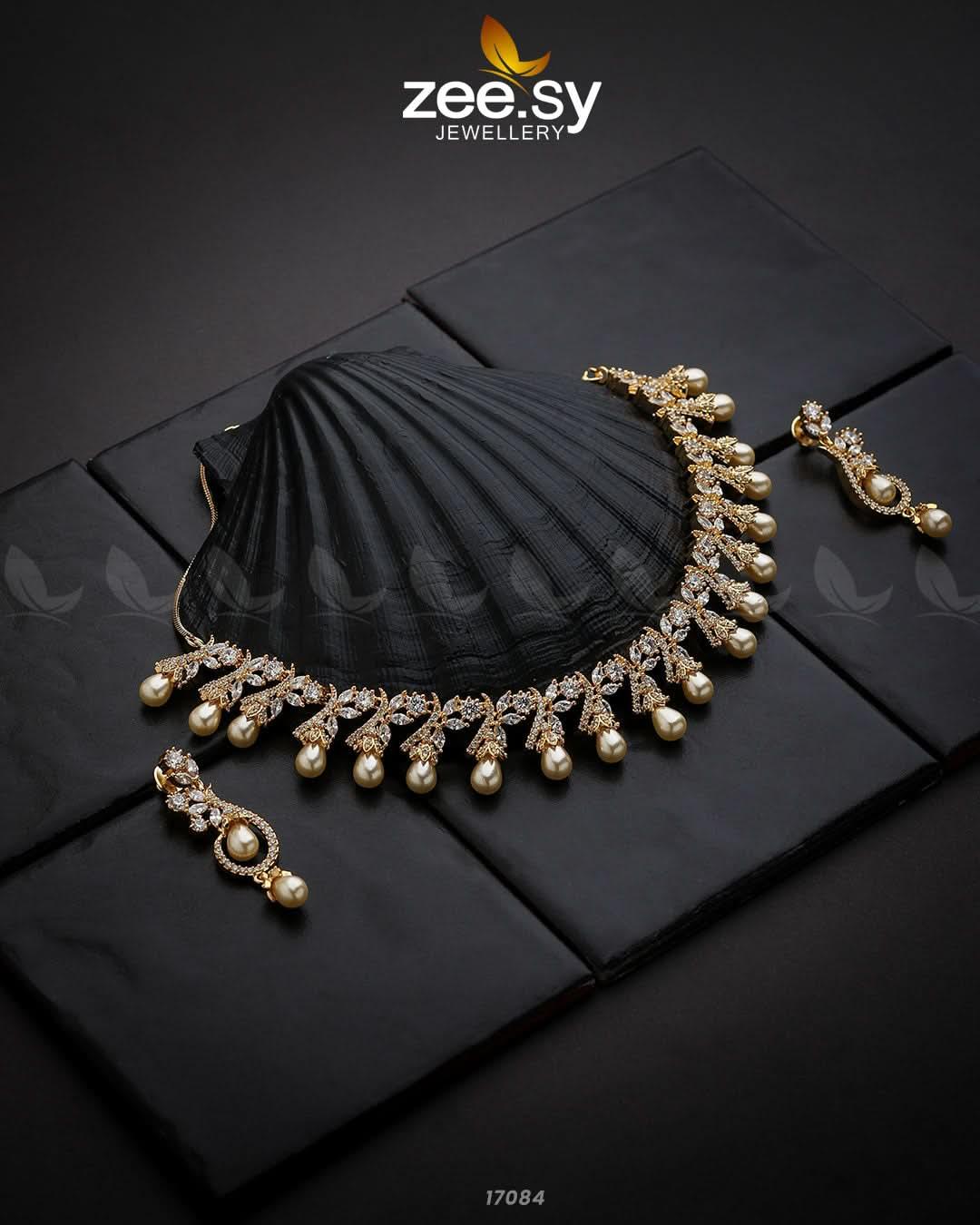 Captivating Zircon Necklace Golden Ruby Necklace Sets - Zeesy Jewellery Pakistan | Premium Artificial & Imitation Jewellery