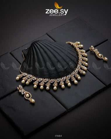 Captivating Zircon Necklace Golden Ruby Necklace Sets - Zeesy Jewellery Pakistan | Premium Artificial & Imitation Jewellery