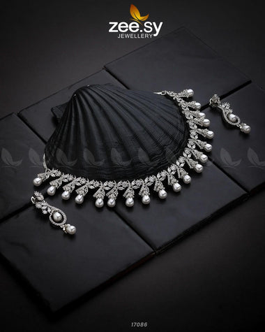 Captivating Zircon Necklace Silver White Necklace Sets - Zeesy Jewellery Pakistan | Premium Artificial & Imitation Jewellery