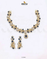 Golden Blossom Vine Necklace Set Golden Blue Necklace Sets - Zeesy Jewellery Pakistan | Premium Artificial & Imitation Jewellery