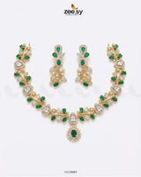 Golden Blossom Vine Necklace Set Golden Green Necklace Sets - Zeesy Jewellery Pakistan | Premium Artificial & Imitation Jewellery