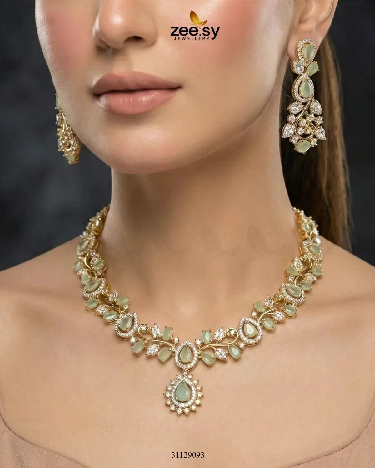 Golden Blossom Vine Necklace Set Necklace Sets - Zeesy Jewellery Pakistan | Premium Artificial & Imitation Jewellery