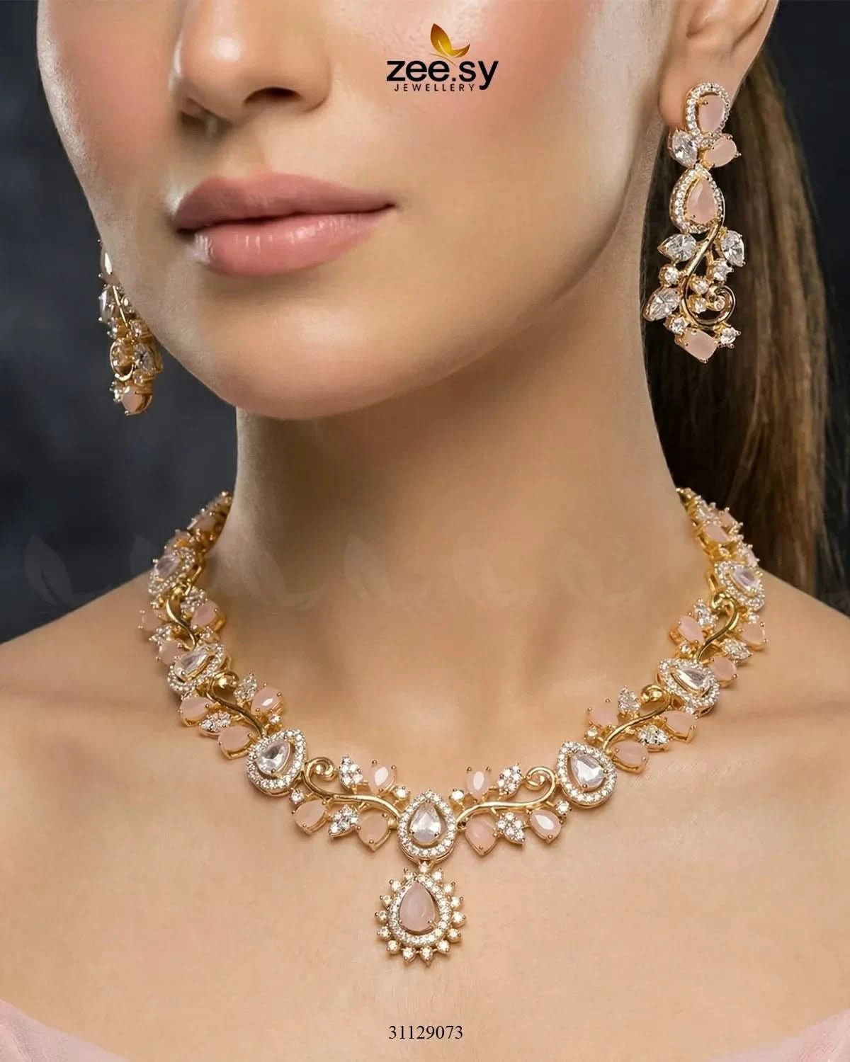 Golden Blossom Vine Necklace Set Necklace Sets - Zeesy Jewellery Pakistan | Premium Artificial & Imitation Jewellery