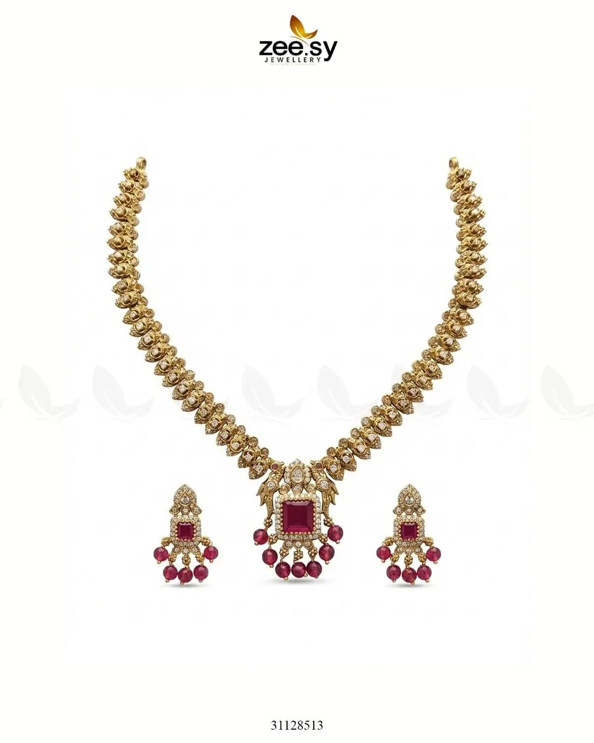 Sapphire Square Stone Necklace Set Necklace Sets - Zeesy Jewellery Pakistan | Premium Artificial & Imitation Jewellery