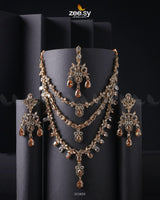 Sonya's Necklace Set Golden Champagne Necklace Sets - Zeesy Jewellery Pakistan | Premium Artificial & Imitation Jewellery