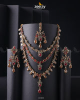 Sonya's Necklace Set Golden Ruby Necklace Sets - Zeesy Jewellery Pakistan | Premium Artificial & Imitation Jewellery