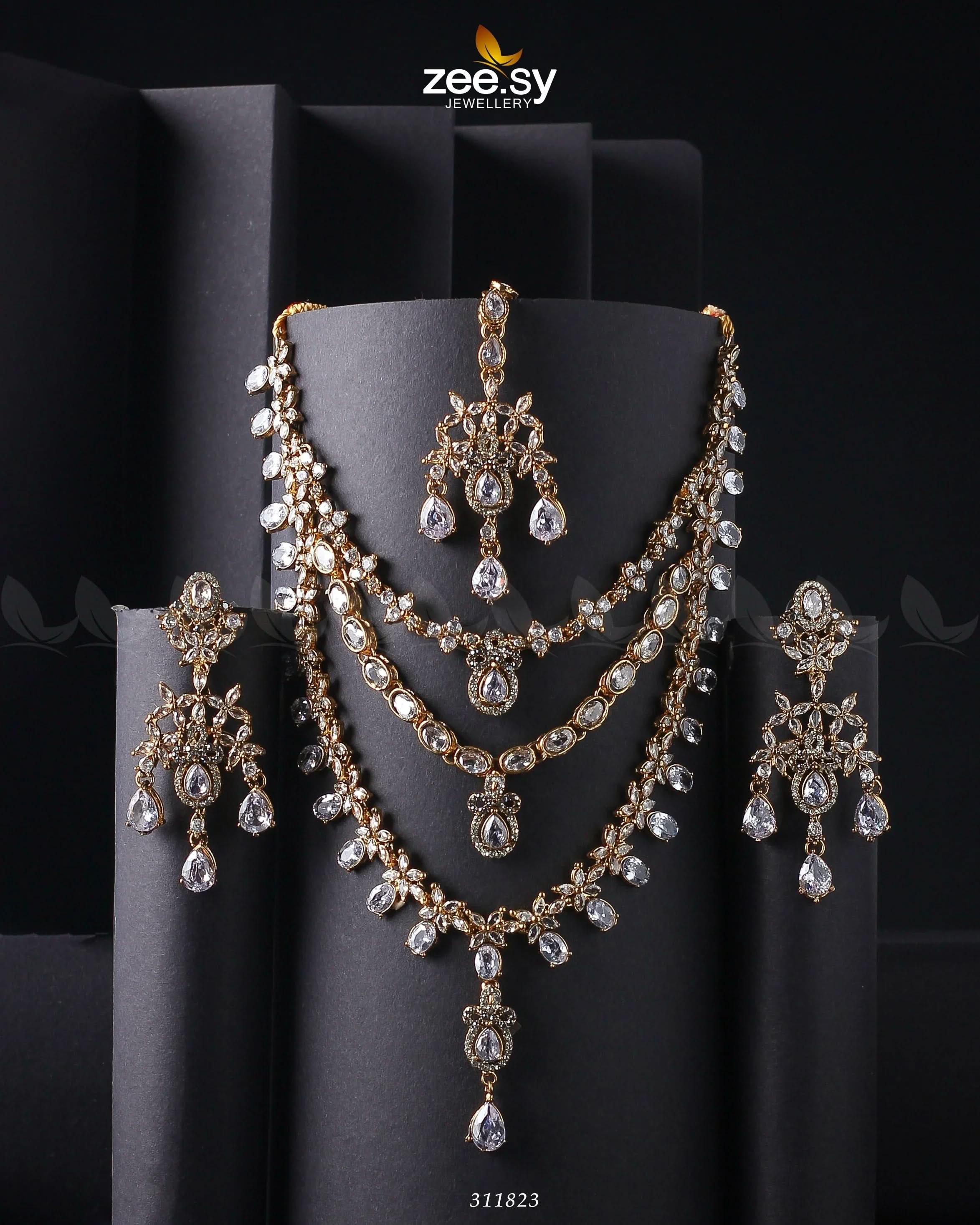 Sonya's Necklace Set Golden White Necklace Sets - Zeesy Jewellery Pakistan | Premium Artificial & Imitation Jewellery