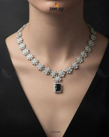 Dainty Crystal Cluster Necklace Set Necklace Sets - Zeesy Jewellery Pakistan | Premium Artificial & Imitation Jewellery