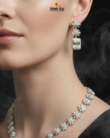 Dainty Crystal Cluster Necklace Set Necklace Sets - Zeesy Jewellery Pakistan | Premium Artificial & Imitation Jewellery