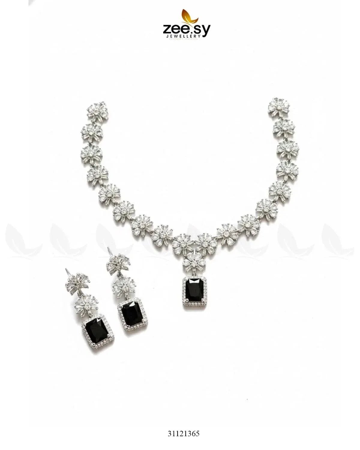 Dainty Crystal Cluster Necklace Set Necklace Sets - Zeesy Jewellery Pakistan | Premium Artificial & Imitation Jewellery
