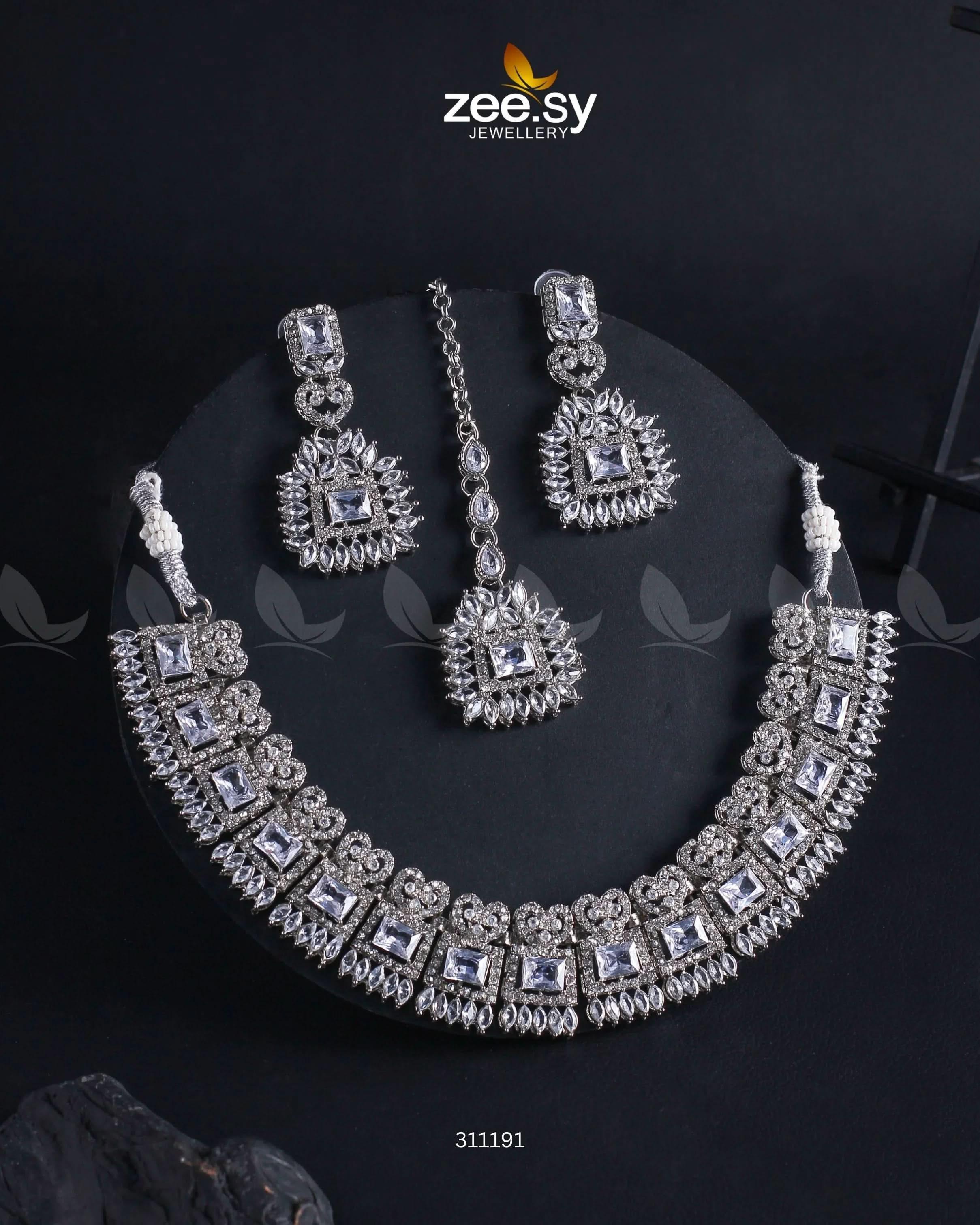 Elysium Necklace Sliver White Necklace Sets - Zeesy Jewellery Pakistan | Premium Artificial & Imitation Jewellery