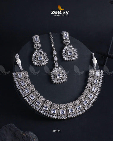 Elysium Necklace Sliver White Necklace Sets - Zeesy Jewellery Pakistan | Premium Artificial & Imitation Jewellery