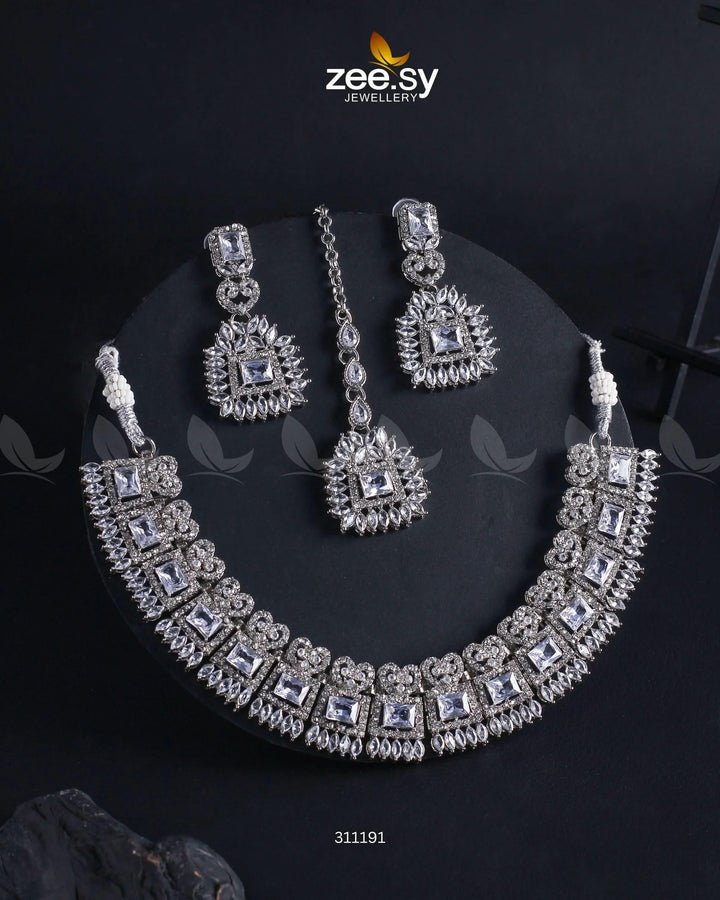 Elysium Necklace Sliver White Necklace Sets - Zeesy Jewellery Pakistan | Premium Artificial & Imitation Jewellery