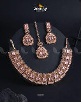 Elysium Necklace Golden Mint Pink Necklace Sets - Zeesy Jewellery Pakistan | Premium Artificial & Imitation Jewellery