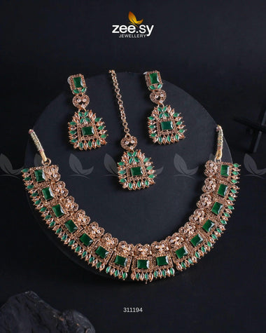 Elysium Necklace Golden Green Necklace Sets - Zeesy Jewellery Pakistan | Premium Artificial & Imitation Jewellery