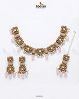 Square Floral Pearl Necklace Set Necklace Sets - Zeesy Jewellery Pakistan | Premium Artificial & Imitation Jewellery