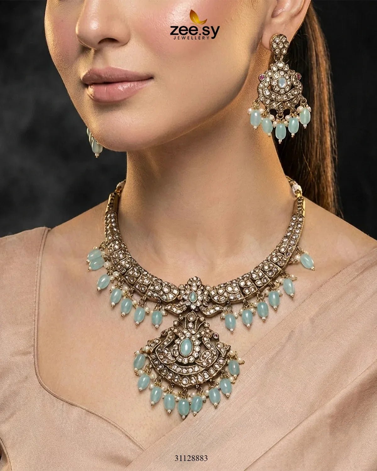 Victorian Faux Pearl Necklace Set Necklace Sets - Zeesy Jewellery Pakistan | Premium Artificial & Imitation Jewellery